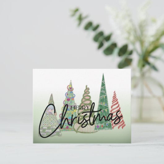 Whimsical Christmas Trees Holiday Briefkaart (Staand voorkant)