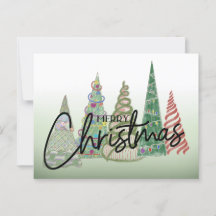 Whimsical Christmas Trees Holiday Briefkaart