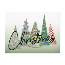 Whimsical Christmas Trees Holiday Briefkaart