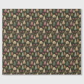 Whimsical Christmas Trees in Green and Pink Gift Cadeaupapier (Vlak)