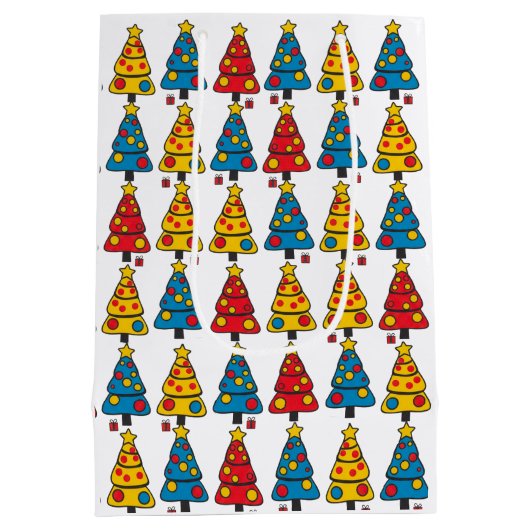 Whimsical Christmas Trees Medium Cadeauzakje (Achterkant)