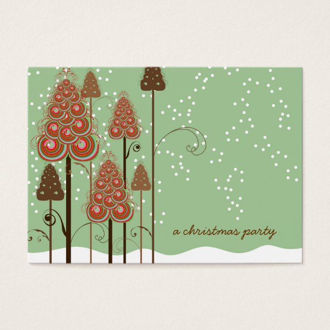 Whimsical Christmas Trees Mini Invite / Bedankt / Visitekaartjes (Voorkant)
