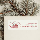 Whimsical Christmas Truck Retro Rood en Groen Etiket