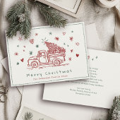 Whimsical Christmas Truck Retro Rood en Groen Feestdagenkaart