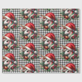 Whimsical Christmas Unicorn Buffalo Plaid Cadeaupapier (Vlak)