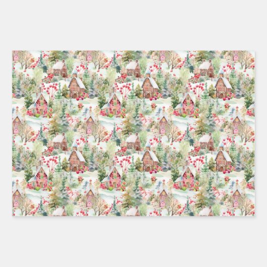 Whimsical Christmas Village Inpakpapier Vel (Voorkant 3)