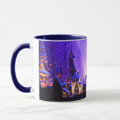 Whimsical Christmas Village Paarse Art Mok Cup (Links)