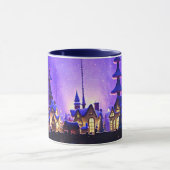 Whimsical Christmas Village Paarse Art Mok Cup (Midden)