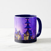 Whimsical Christmas Village Paarse Art Mok Cup (Voorkant rechts)