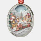Whimsical Christmas Village with Train Ornament (Links)
