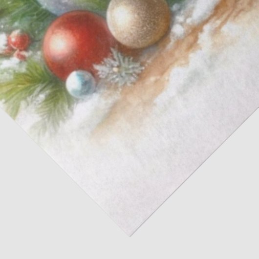 Whimsical Christmas Waterverf Foxes Decoupage Tissuepapier (Detail)