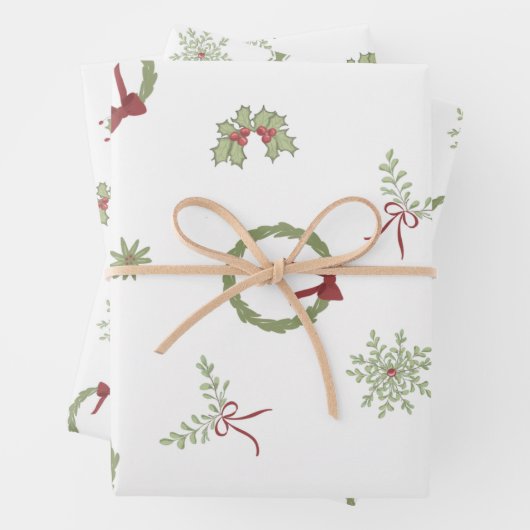 Whimsical Christmas Wrapping Paper Sheets (In situ)