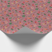 Whimsical Christmas Wrapping Paper - Zacht roze ac Cadeaupapier (Hoek)