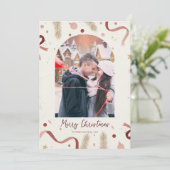 Whimsical Christmas Wreath & Bows Photo Card – Min Feestdagenkaart (Staand voorkant)