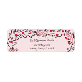 Whimsical Christmas Wreath & Preppy Bows Address Etiket