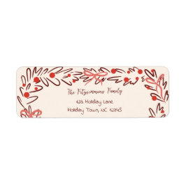 Whimsical Christmas Wreath & Preppy Bows Address Etiket