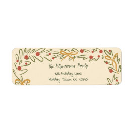 Whimsical Christmas Wreath & Preppy Bows Address Etiket