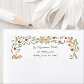 Whimsical Christmas Wreath & Preppy Bows Address Etiket (Insitu)