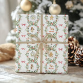 Whimsical Christmas Wreaths and Toys Cadeaupapier