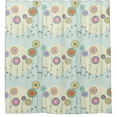 Whimsical Circle Flowers Shower Curtain Douchegordijn (Voorkant)