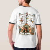 Whimsical Circus Acrobaten & Koorddansers Vint T-shirt (Achterkant volledig)