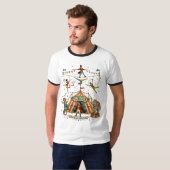 Whimsical Circus Acrobaten & Koorddansers Vint T-shirt (Voorkant volledig)