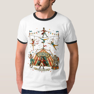 Whimsical Circus Acrobaten & Koorddansers Vint T-shirt