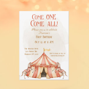 Whimsical Circus eerste verjaardag Kaart