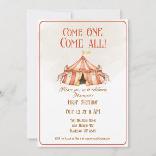 Whimsical Circus Horse eerste verjaardag Kaart