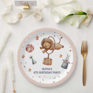 Whimsical Circus Leeuw Kids Verjaardagsfeest Papieren Bordje