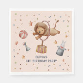 Whimsical Circus Leeuw Kids Verjaardagsfeest Servet (Voorkant)