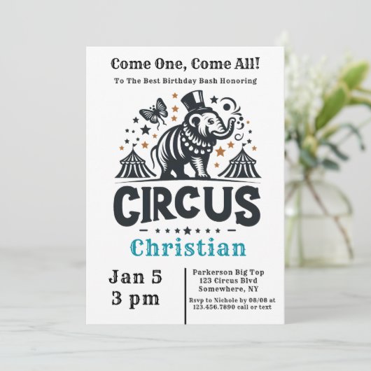 Whimsical Circus Verjaardag Bash Kaart (Staand voorkant)