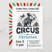 Whimsical Circus Verjaardag Bash Kaart (Voorkant / Achterkant)