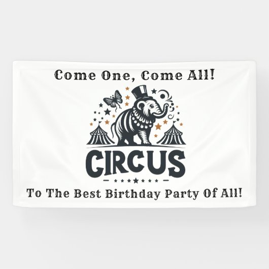 Whimsical Circus verjaardagsfeestje Spandoek (Horizontaal)