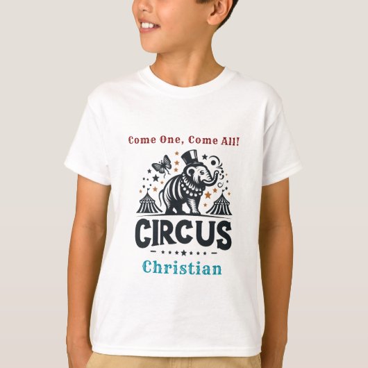 Whimsical Circus  verjaardagsfeestje T-shirt (Voorkant)