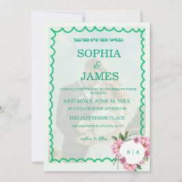 Whimsical Citrus Green & flower Wedding  Kaart