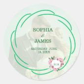 Whimsical Citrus & Green flower Wedding  Ronde Sticker (Voorkant)