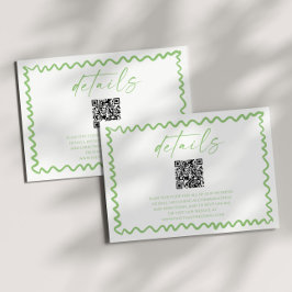 Whimsical Citrus Green QR Code Wedding Details Informatiekaartje