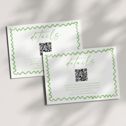 Whimsical Citrus Green QR Code Wedding Details Informatiekaartje