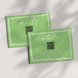 Whimsical Citrus Green QR Code Wedding Details Informatiekaartje