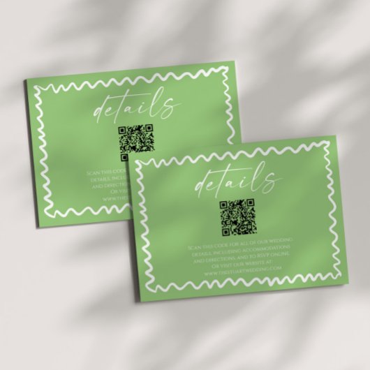 Whimsical Citrus Green QR Code Wedding Details Informatiekaartje