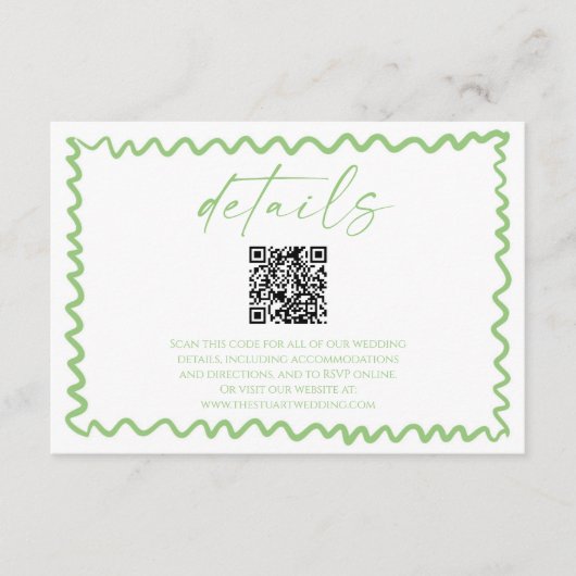 Whimsical Citrus Green QR Code Wedding Details Informatiekaartje (Voorkant)