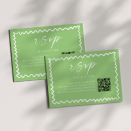 Whimsical Citrus Green QR Code Wedding RSVP Kaartje