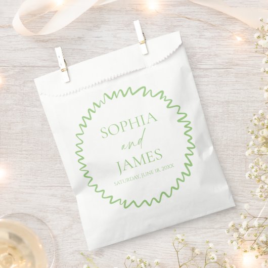 Whimsical Citrus Green Wavy Border Wedding Bedankzakje (Geknipt)