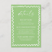 Whimsical Citrus Green Wavy Border Wedding Details Informatiekaartje (Voorkant)