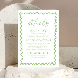 Whimsical Citrus Green Wavy Border Wedding Details Informatiekaartje