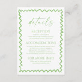 Whimsical Citrus Green Wavy Border Wedding Details Informatiekaartje (Voorkant)