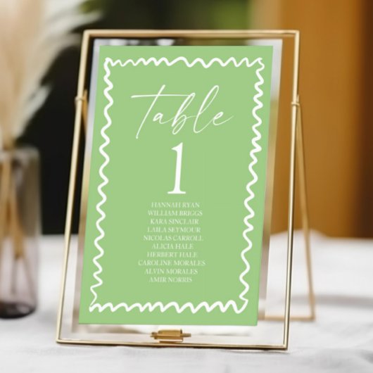 Whimsical Citrus Green Wavy Border Wedding Kaart