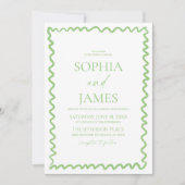 Whimsical Citrus Green Wavy Border Wedding Kaart (Voorkant)