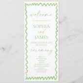 Whimsical Citrus Green Wavy Border Wedding Programmakaart (Voorkant)